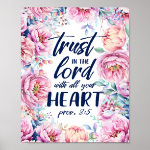 Poster Jolies fleurs Confiance dans le Seigneur Texte