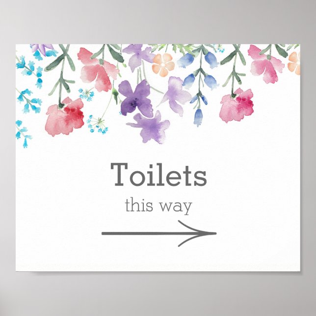 Poster Jolies Fleurs Sauvages | Panneau de Toilettes pour (Devant)