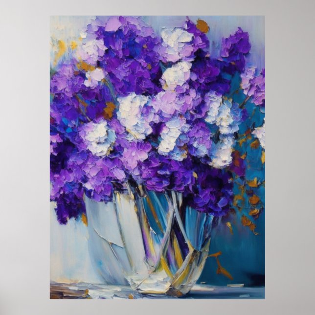 Poster Jolies fleurs violettes Vintages (Devant)