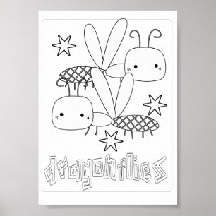 Poster Jolies pages de coloriage avec des libellules