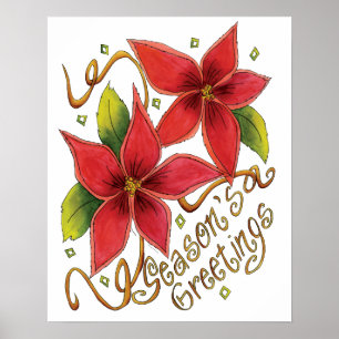 Poster Jolies salutations de la saison de Noël avec des p