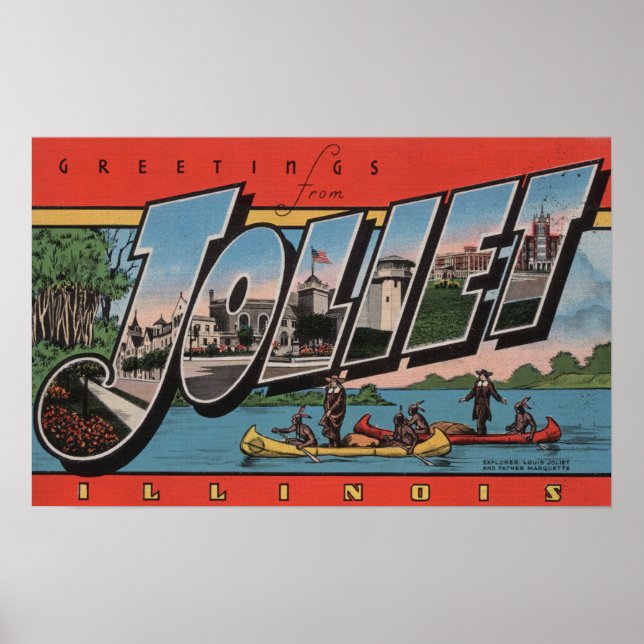 Poster Joliet, Illinois - Scènes de grandes lettres (Devant)