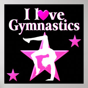 POSTER JOLIMENT ROSE J'AIME LE DESIGN GYMNASTIQUE