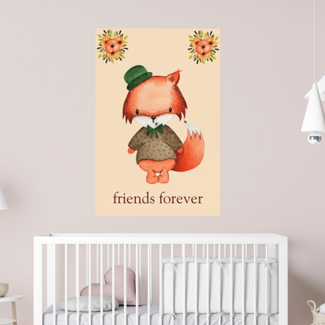 Poster Jolis amis renards pour toujours chambre de garçon (Pépinière 2)