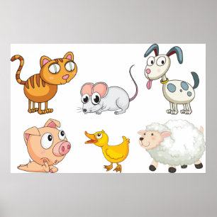 Poster Jolis Animaux de Ferme Amusants