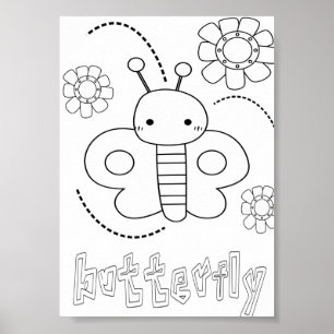 Poster Jolis coloriages de bugs papillons