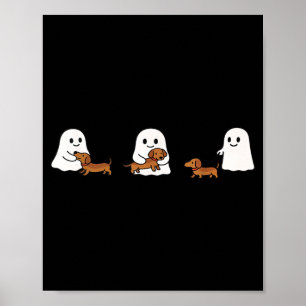 Poster Jolis fantômes drôles Boo promenant des amateurs d