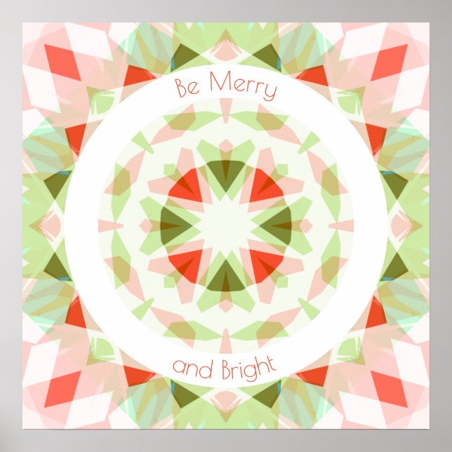 Poster Jolly Be Merry et Bright Red Green Christmas Star (Devant)