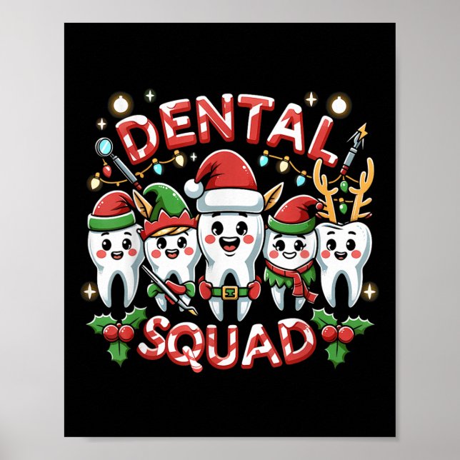Poster Jolly Dental Squad Celebration Christmas Teeth Den (Devant)