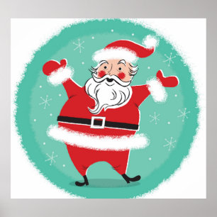 Poster Jolly Père Noël : illustration de la carte de Noël