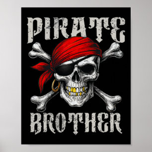 Poster Jolly roger Frère Pirate Drapeau Et Crossbon Crâne