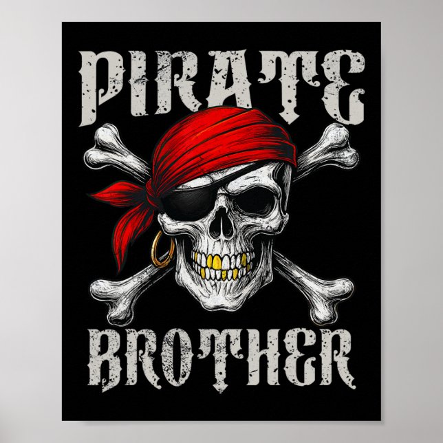Poster Jolly roger Frère Pirate Drapeau Et Crossbon Crâne (Devant)