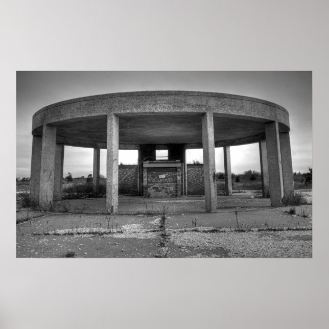 Poster Jones Beach Gazebo (noir et blanc) (Devant)