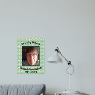 Poster Jonquille blanche sur photo souvenir verte