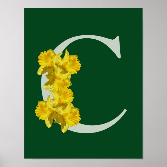 Poster Jonquille Monogramme Initiale C  (Devant)