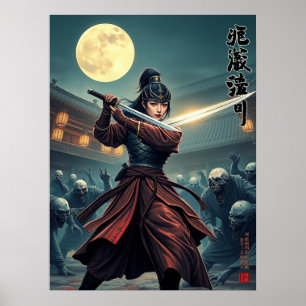 Poster Joseon Female Warrior Art - Coréen Historique