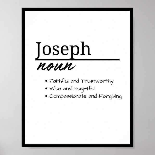 Poster Joseph, Garçon Nom Personnalisé Définition (Devant)