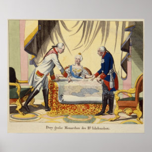 Poster Joseph II, Catherine la Grande et Frédéric II
