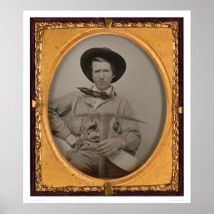 Poster Joseph Sharp, avec une hache, une poêle et un pist