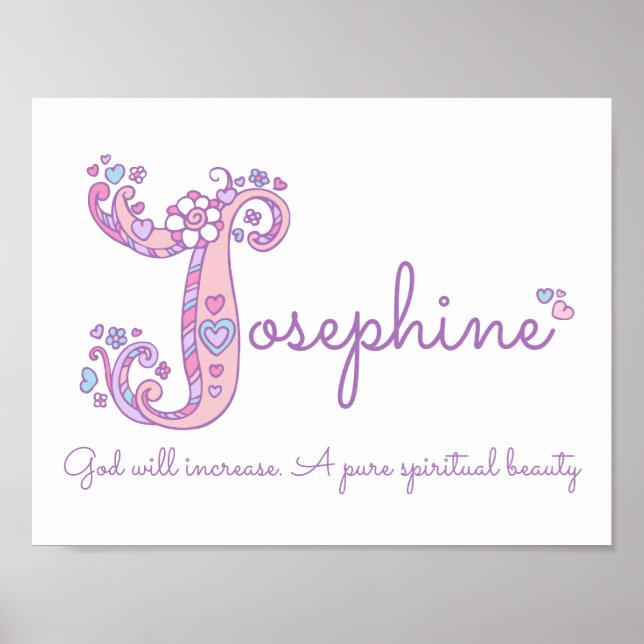 Poster Joséphine filles nom pastel violet coutume signifi (Devant)