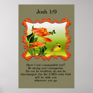 Poster Josh 1:9 Canari jaune et noir mockbird