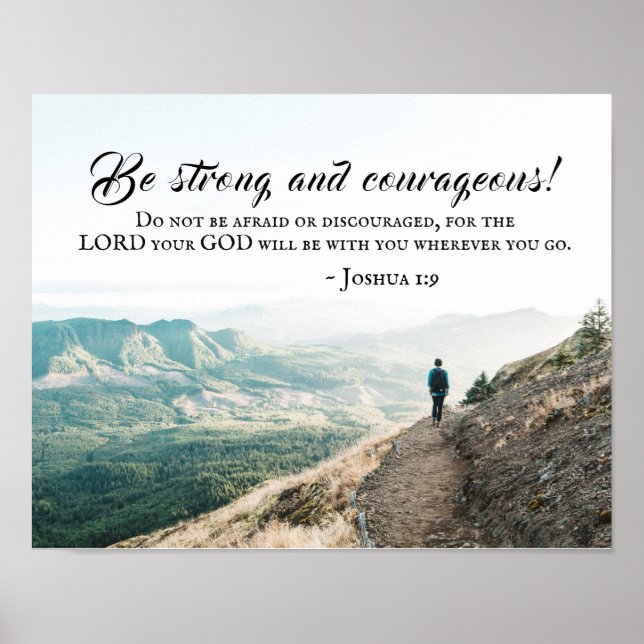 Poster Joshua 1:9 Be Strong and Courageous, Bible Versets (Devant)