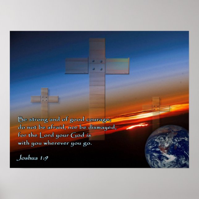 Poster Joshua 1:9 Coucher du soleil (Devant)