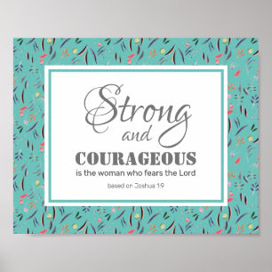 Poster Joshua 1:9 Inspirationnel FORT ET COURAGEUX