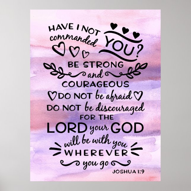 Poster Joshua 1 9 Soyez fort Écriture biblique Verse (Devant)