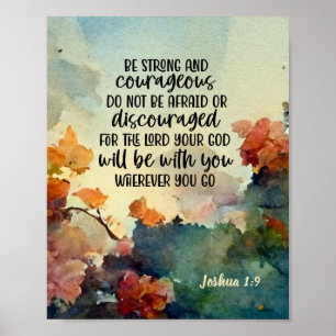 Poster Joshua 1:9 Soyez fort et courageux aquarelle
