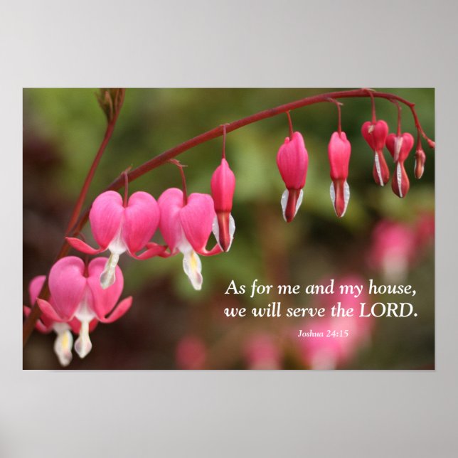 Poster Joshua 24:15 Fleurs Cardiaques Saignantes (Devant)