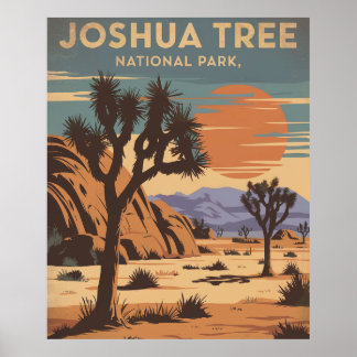 Poster Joshua Tree californie paysage coucher de soleil d
