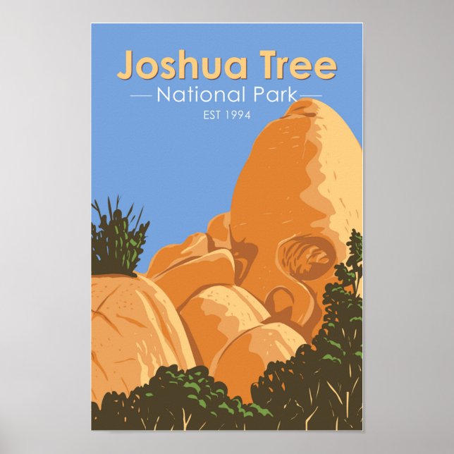 Poster Joshua Tree National Park Skull Rock California (Devant)