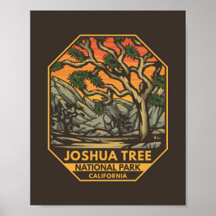 Poster Joshua Tree National Park Sunset Retro Emblem