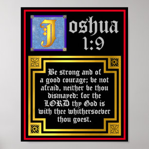 Poster Josué 1:9 Verse biblique de l'Ancien Testament écl