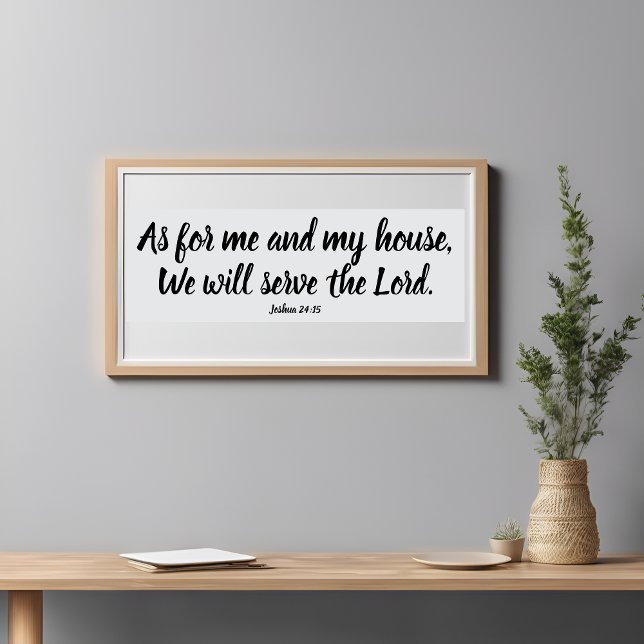 Poster Josué 24:15 Quant à moi...Servez le Seigneur Scrip (Joshua 24:15 As for me...Serve the Lord Script Poster
)