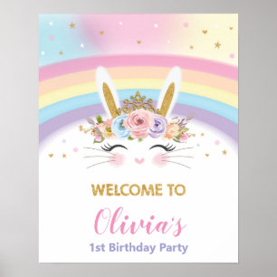 Poster Jote Bunny 1er Anniversaire Arc-en-ciel Décor Affi