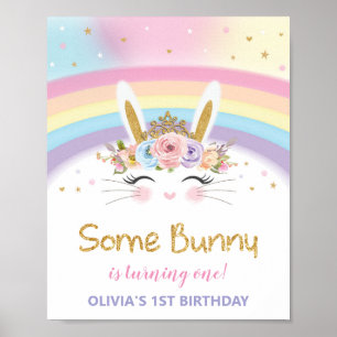 Poster Jote Bunny 1er Anniversaire Arc-en-ciel Décor Affi