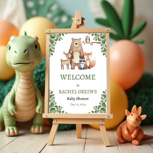 Poster Jote Forest Bois Animaux Baby shower Bienvenue
