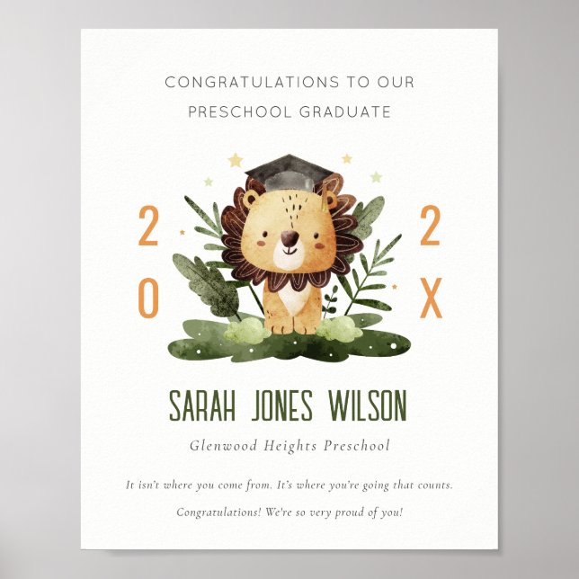 Poster Jote Kids Lion Foliage sur mesure préscolaire Grad (Devant)