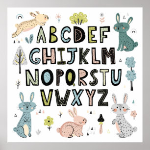 Poster Jote Lapin Lapin ABC Alphabet Lettres Éducatives