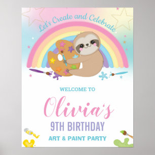 Poster Jote Sloth Rainbow Paint Art Bienvenue