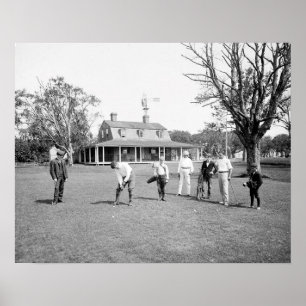 Poster Jouant au golf sur l'abri Island, 1904. Photo