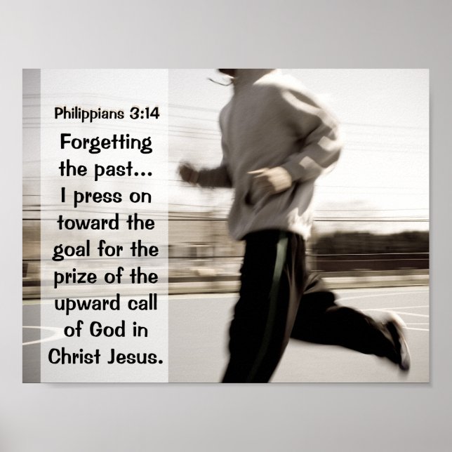 Poster J'oublie le passé, Philippiens 3:14 (Devant)