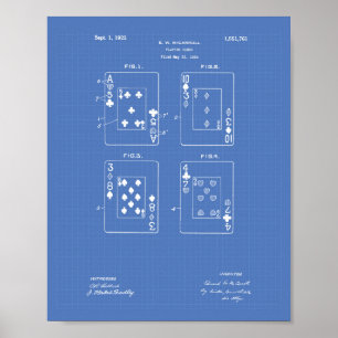 Poster Jouer aux cartes 1925 Brevet d'art Plan directeur