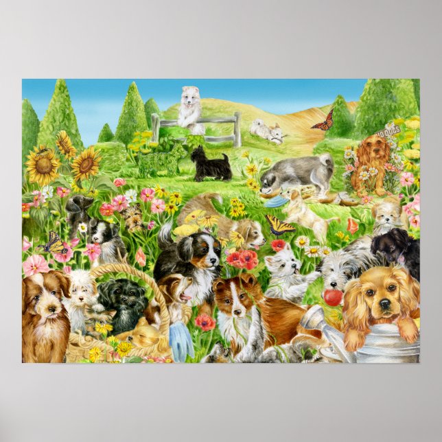 Poster Jouer aux chiots (Devant)