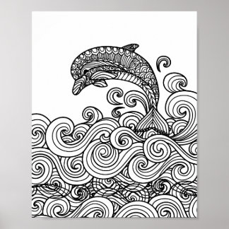 Poster Jouer aux dauphins - Couleur de votre propre art