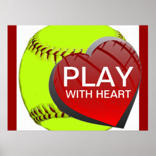 Poster Jouer avec l'affiche Heart Softball