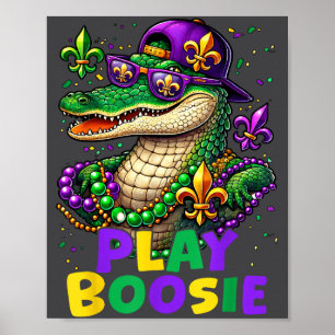 Poster Jouer Boosie Perles Mardi Gras Carnaval Louisiane 