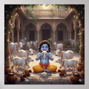 Poster Jouer Bright Bala Krishna Beurre de Manger